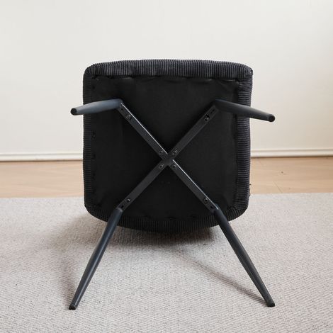 Wokaka Lot de 6 chaises - Chaises desalle à manger - Velours côtelé - Style vintage - Noir — photo 4