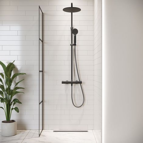 Badplaats – Paroi de douche fixe 40 x 200 cm – Verre de sécurité 8 mm – Traitement anticalcaire – Profilé noir en aluminium — photo 3