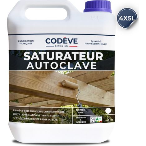 Codève Bois – Saturateur bois autoclave 20 L – Protection durable pour bois traité – Application horizontale et verticale – Rendement 10 m²/L — photo 1