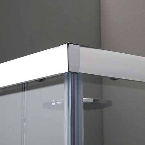 Kiamami Valentina – Porte de douche carrée 80x80 cm – Verre trempé 6 mm – Aluminium chromé – Ouverture coulissante – Nettoyage facile — photo 5