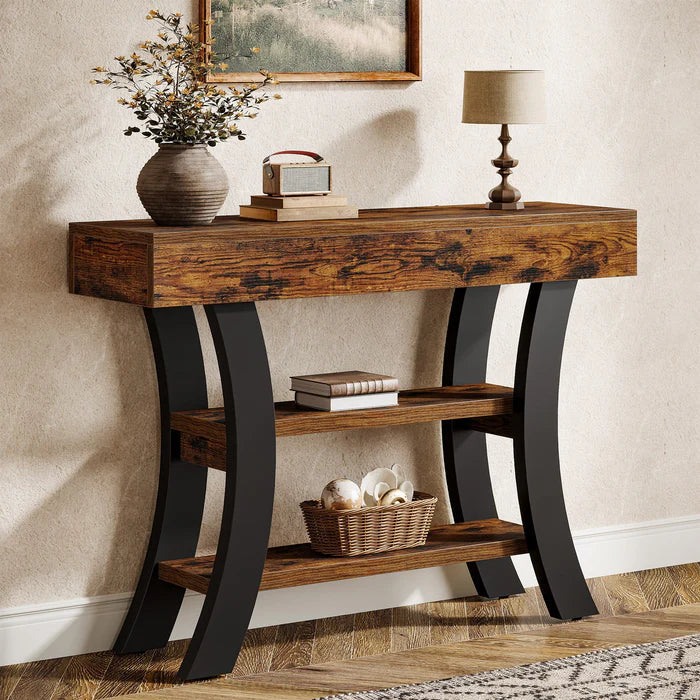 Tribesigns Console de 105 cm, Table d'entrée de canapé avec compartiments de rangement