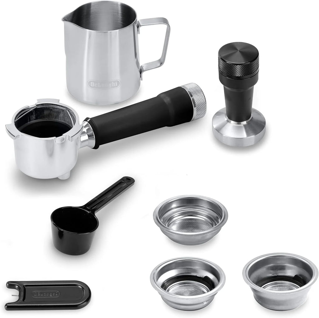2026 De'Longhi Dedica – Cafetière à pompe en acier inoxydable pour café moulu ou individuel, expresso et cappuccino, réservoi