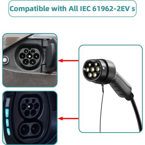 Jatrhg – Câble de recharge voiture électrique 22KW 10M 32A triphasé Type 2 à Type 2 – TPU léger – Compatible bornes publiques et véhicules hybrides — photo 5