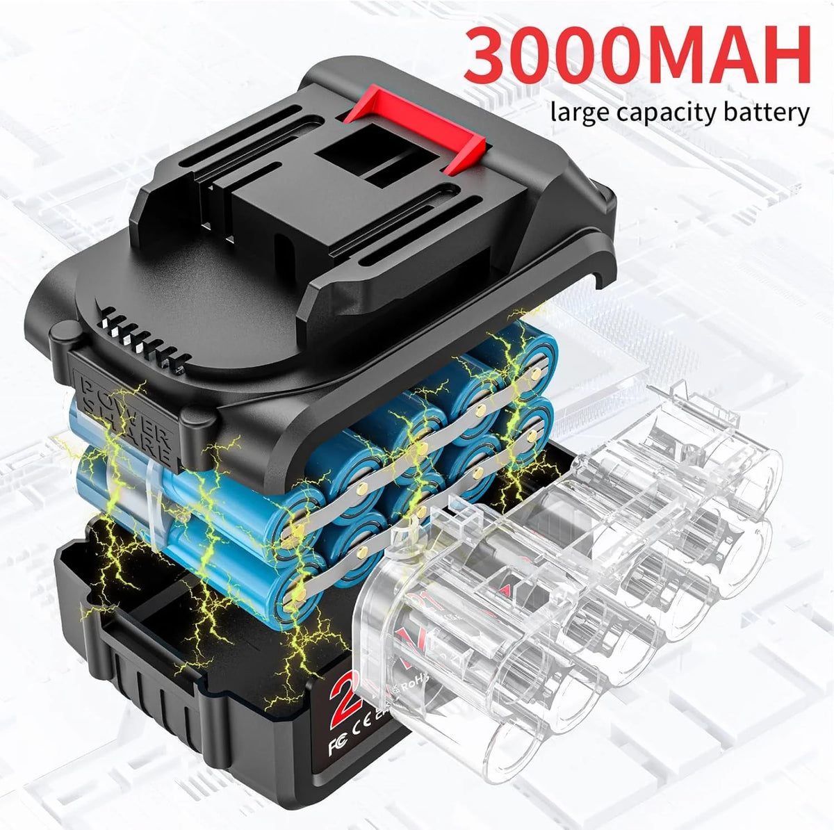 2026 Brushless Trononneuse avec batterie 3000mAh * 2, 12 pouces scie à chane électrique sans fil, scie à chane électrique à u