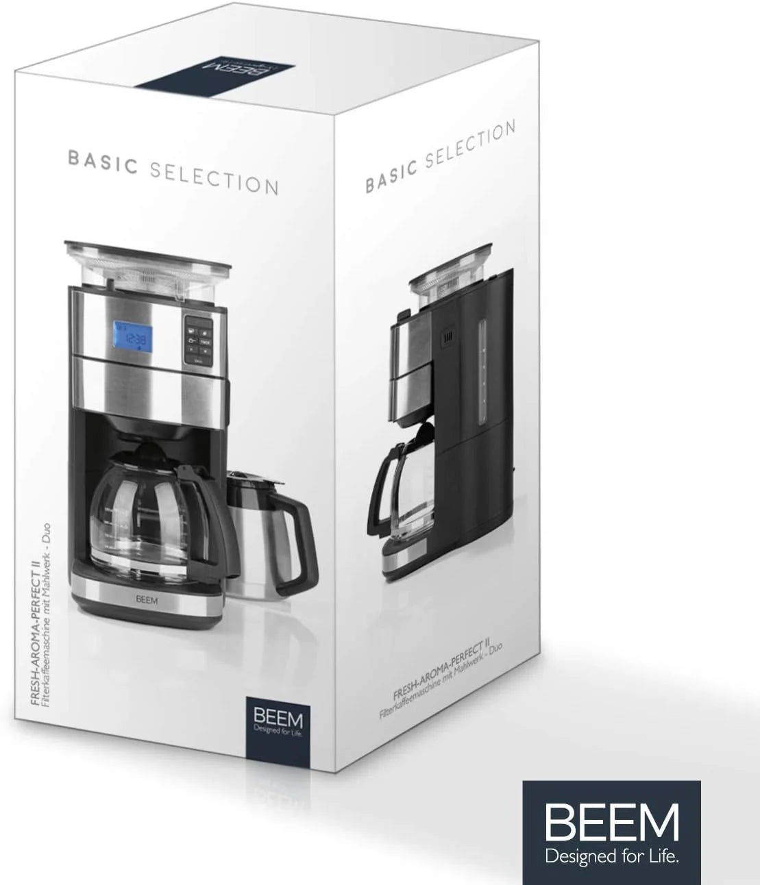 2026 BEEM FRESH-AROMA-PERFECT II Filterkaffeemaschine mit Mahlwerk - Thermo | Edelstahl | Thermokanne | 24h-Timer | 1000 W |