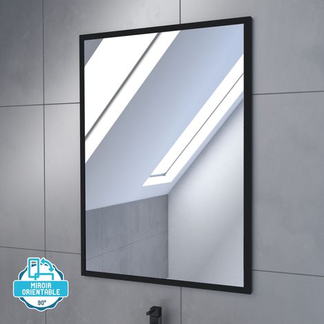 meuble salle de bains 60cm décor chene naturel 2 portes - vasque noire et miroir - timber — photo 5
