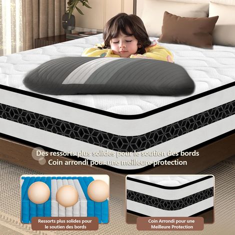 Yidatong – Matelas mémoire de forme 140x190 cm – Hauteur 26 cm – Confort ferme – 7 zones – Mousse polyuréthane haute densité – Housse respirante — photo 4