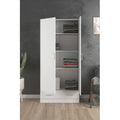 Dmora – Armoire 2 portes battantes 1 tiroir – Structure en tôle laminée – Dimensions 79 x 170 x 35 cm – Blanc – Résistante aux chocs et rayures — photo 1