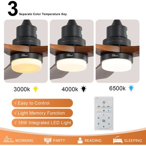 HOXILEELEO - Sofucor Ventilateur de Plafond Lumière - 6 Vitesses - Moteur Courant Continu Économe en Énergie - 132cm — photo 5