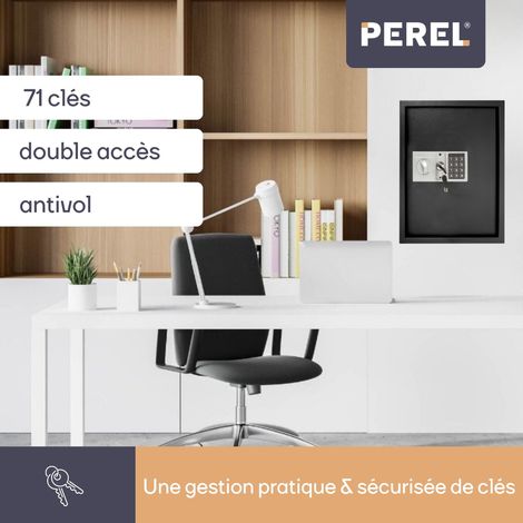 Perel – Armoire à clés à combinaison 71 crochets – Rangement sécurisé avec 71 porte-clés – Montage mural facile – Dimensions 45x36x12 cm — photo 2