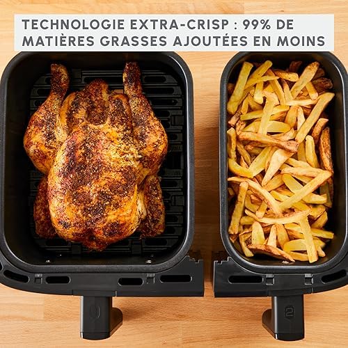 2026 Moulinex air fryer deux compartiments, très grande capacité 11L, 10 personnes, 7 Programmes automatiques, friteuse sans