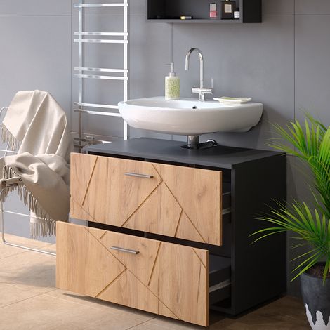 Meuble sous vasque simple Irma, Chêne doré/anthracite, 80 x 58.6 cm, Vicco — photo 1