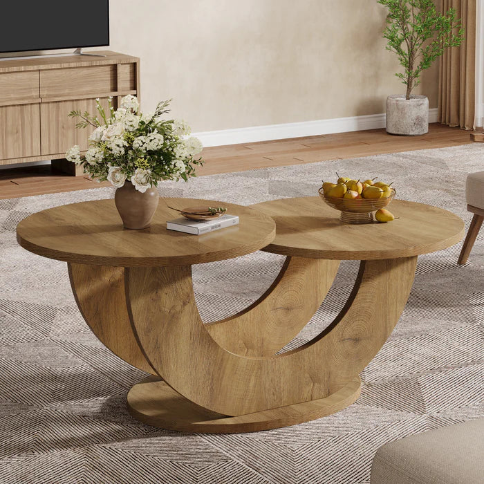 Tribesigns Table basse de 115 cm, Table d'appoint à 2 niveaux avec cadre en U