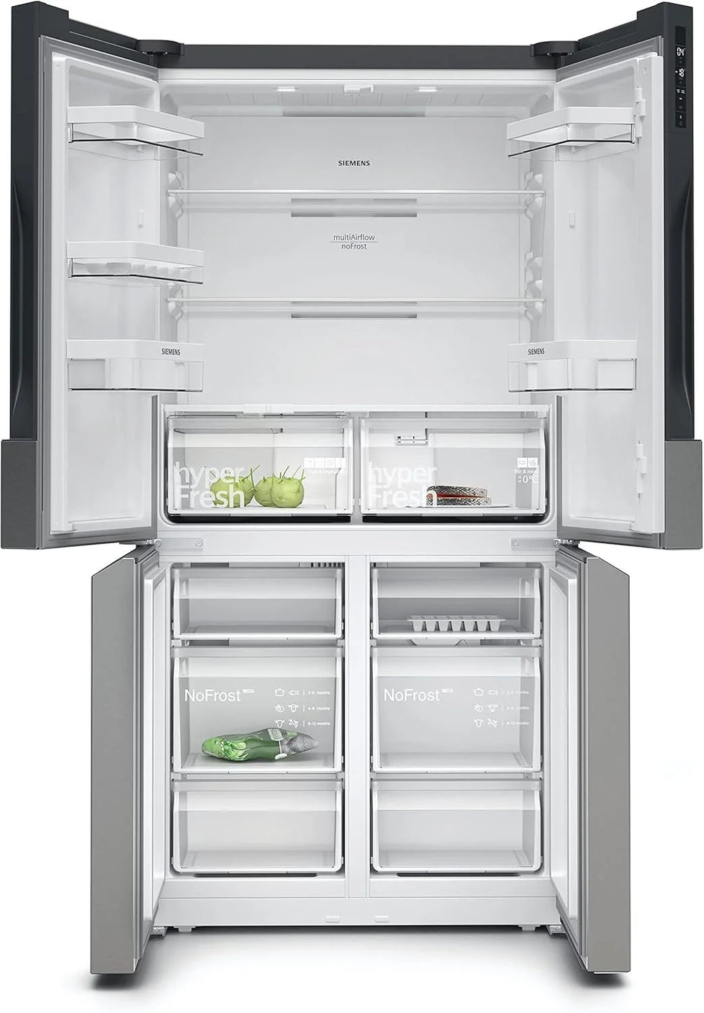 2026 SIEMENS KF96NVPEA iQ300 Multi-Door-Kühlschrank, 183 x 91 cm, 405 L Kühlen & 200 L Gefrieren, hyperFresh längere Frische