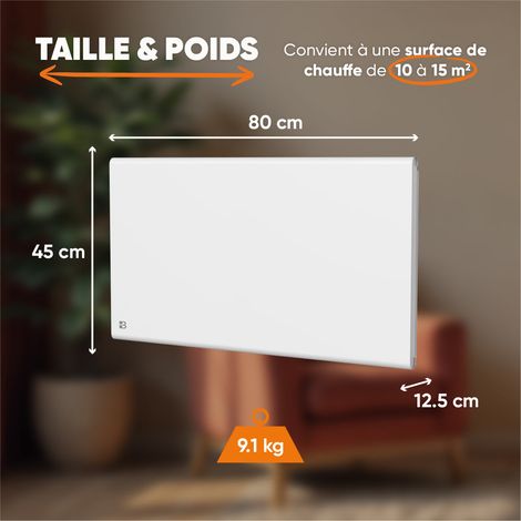 Radiateur électrique fixe à inertie sèche céramique+film 1500W Bestherm FREYA horizontal blanc — photo 5