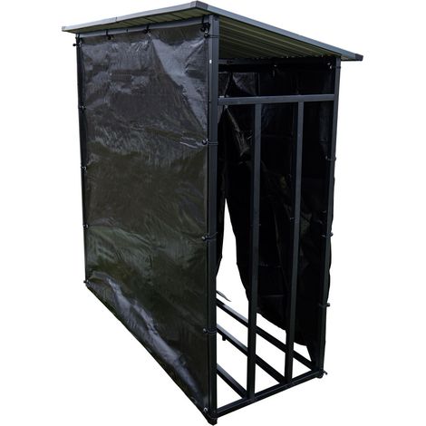 Étagère à bûches Toit incliné - capacité 3 stères - Longueur 186 cm - Abri bois range buches Extérieur - Bâche de protection