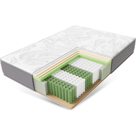 Homavo – Matelas ressorts ensachés 180x200cm – 22cm d'épaisseur – 7 zones ergonomiques – Soutien moyen H3 – Infusé de thé vert antibactérien — photo 2