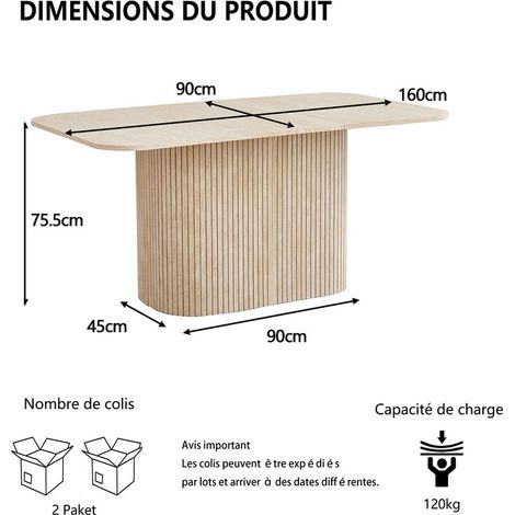 Wokaka – Table de salle à manger ovale 160 cm – Panneau MDF résistant aux rayures – Pour 4 à 8 personnes – Design moderne chêne — photo 5