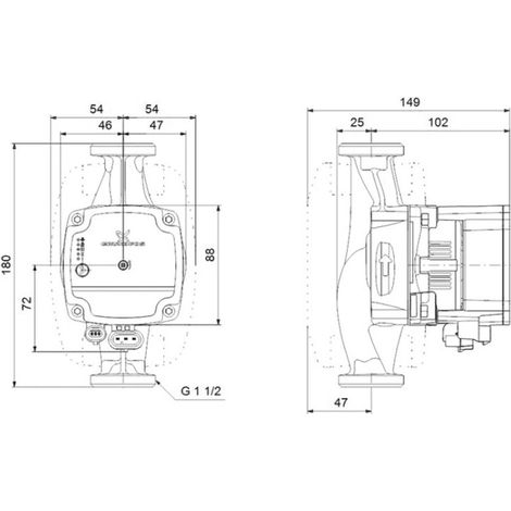 Grundfos – Circulateur de chauffage ALPHA 1 L – Modèle 25-40 entraxe 180 – Raccordement G1"1/2 – Tension 230V – Débit max 3,6 m³/h — photo 2