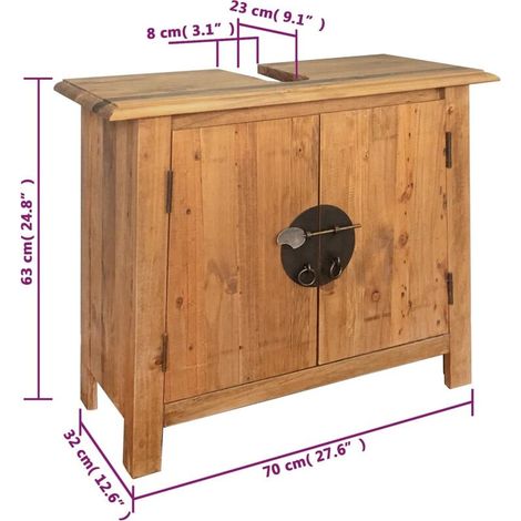 Vidaxl – Meuble sous vasque simple en pin massif 70x32x63 cm – Look vintage – Grand compartiment – Fixation murale incluse — photo 5