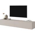 Selsey – Meuble TV 175 cm gris-beige – Façade biseautée – Corps en panneau stratifié résistant – 2 armoires spacieuses pour rangement — photo 1