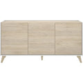Abitare – Buffet 155 cm blanc mat et chêne naturel – 3 portes avec étagères internes – Design nordique pour rangement élégant — photo 1