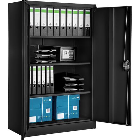 Armoire métallique, 3 étagères, fermeture serrure, noir 140x90x40cm — photo 1