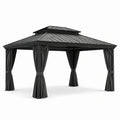 Pavillon de jardin en aluminium avec toit en acier et rideaux en polyester noir 300x400 cm - 2026