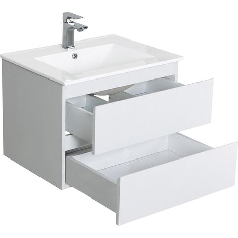 Mob-In – Meuble sous vasque 60 cm SORRENTO – 2 tiroirs de rangement – Panneau de particules mélaminé – Installation facile — photo 2