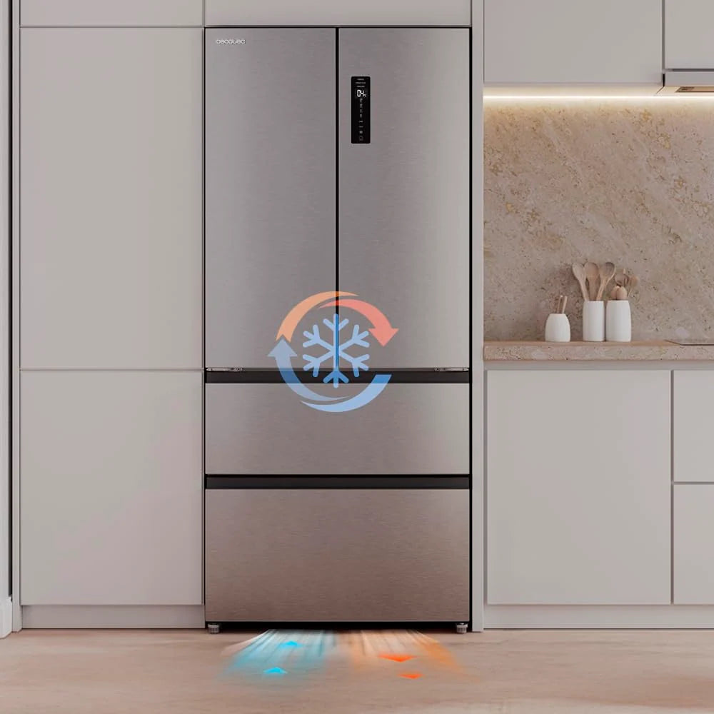 2026 Cecotec Réfrigérateur Porte Française de 4 Portes Semi-Intégrable 458L Total No Frost Bolero CoolMarket F2D 458 SBI Inox