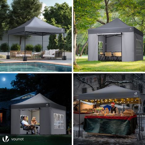 Vounot – Tonnelle de jardin renforcée 3x3m pliable – 4 parois avec sac de transport – Imperméable en PVC renforcé – Acier inoxydable — photo 4