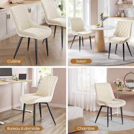 HavenlyHome - Lot de 4 Chaises Salle à Manger, Velours Beige, Assise Rembourrée, Ergonomique, Réglables,Pour Salon Chambre à Coucher — photo 5