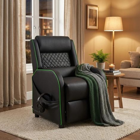 Le Roi Du Relax – Fauteuil gaming ergonomique inclinable avec repose-pieds – Similicuir respirant – Dossier réglable par poussée lombaire – Design moderne — photo 2