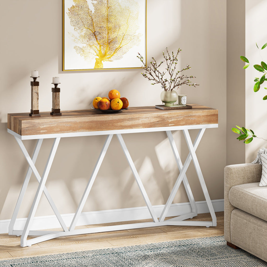 Tribesigns Table console en bois , Console d'entrée avec base en métal Unique Table Basse