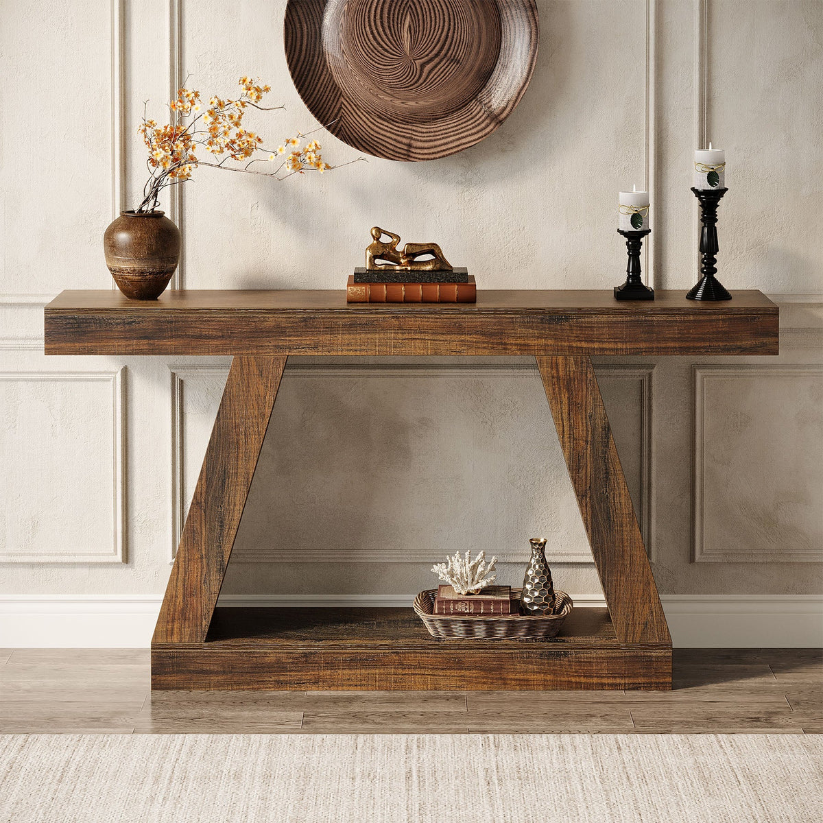Tribesigns Table console industrielle de 140 cm pour entrée, Table basse de couloir