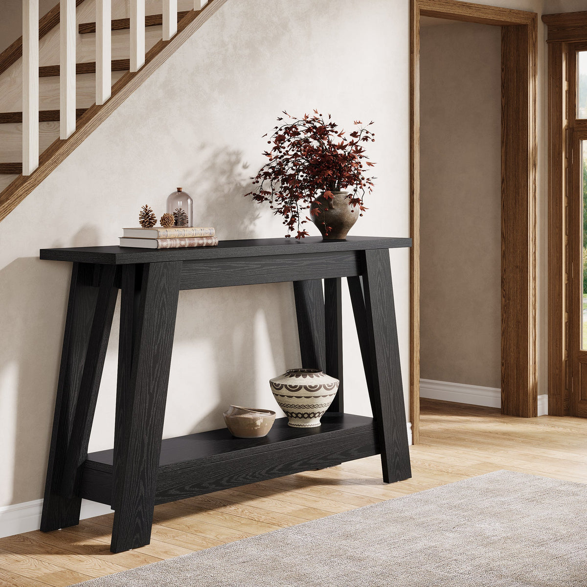 Tribesigns Console de 105 cm, Table d'entrée de style campagnard à 2 niveaux avec rangement