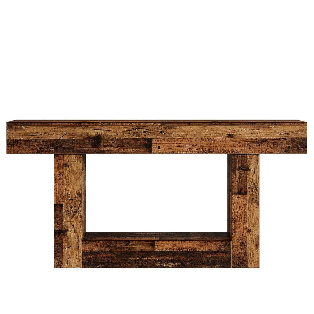 Tribesigns Table console en bois de 160 cm, Table de canapé de ferme à 2 niveaux Table d'entrée