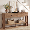 Console de 150 cm avec 2 tiroirs, Table d'entrée étroite et moderne avec étagère et rangement