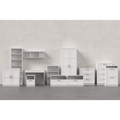 Abitare – Meuble vitrine 87 cm blanc mat – Structure panneaux composites – Dimensions L 80 x P 44,5 x H 87 cm – Design moderne et rangement pratique — photo 5