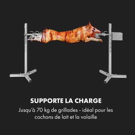 Klarstein Tourne Broche Mechoui Electrique, Rotisserie et Gril de Barbecue, Grande Broche Cochon de Lait, Tourne Broche Barbecue Rotissoire, Bbq Grill Barbecue 12W avec 3 Pieds en Acier Inoxydable — photo 5