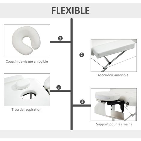 Homcom – Table de massage pliante cosmétique 225 kg – Aluminium léger – Réglable en hauteur et inclinaison – Sac de transport inclus — photo 4