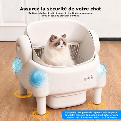 Litière Automatique Autonettoyante 76L pour Chat avec Application, Capteurs de Sécurité, Bac à Déchets 10L et 3 Modes de Nettoyage — photo 5