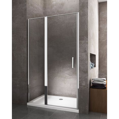 Giorgy – Porte de douche 6 mm avec petit mur et porte à battant – Verre trempé Easyclean – Largeur 117-120 cm – Installation en niche — photo 2