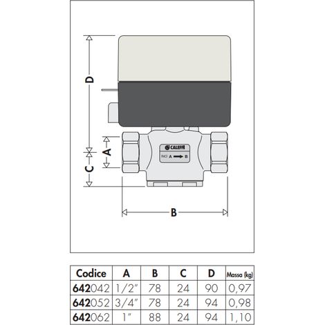 Caleffi – Vanne de zone motorisée 642062 – 2 voies – Normalement fermée – Alimentation 230V – Temps d'ouverture 70s – IP20 — photo 2