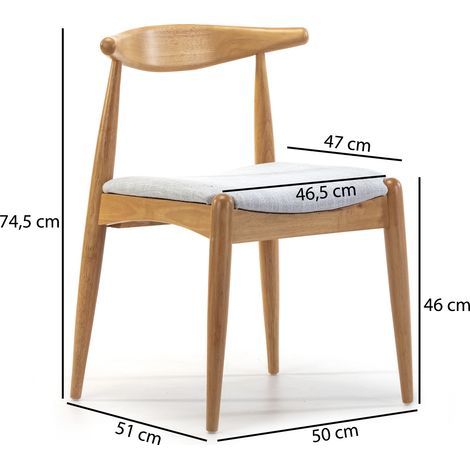 Vs Venta-Stock – Pack de 2 chaises Corzo en bois massif – Couleur chêne – Dimensions 52,5 cm x 50 cm x 74,5 cm – Confort optimal avec patins ABS — photo 5