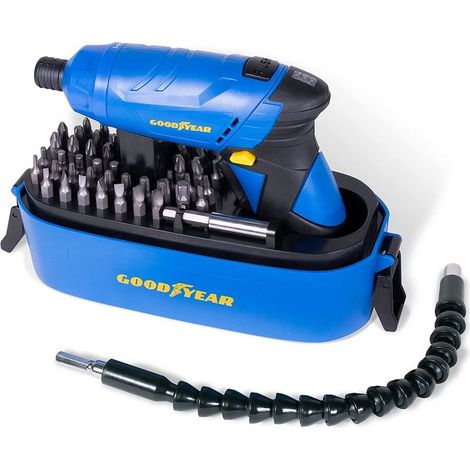 Visseuse à Batterie 3.6V + Embout articulé + Coffret 52 Accessoires GOODYEAR