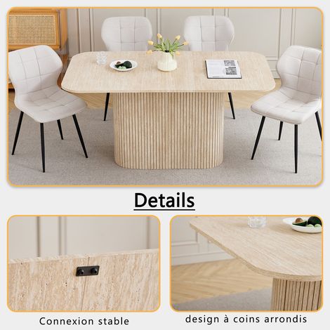 Wokaka – Table de salle à manger ovale 160 cm – Panneau MDF résistant aux rayures – Pour 4 à 8 personnes – Design moderne chêne — photo 3