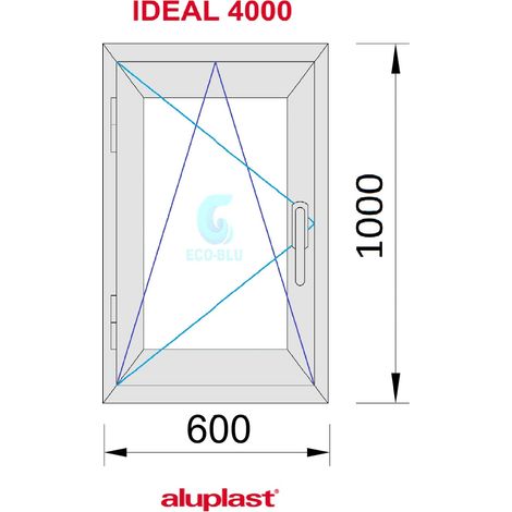 Eco-Blu – Fenêtre PVC H1000 mm X L600 mm – Oscillo-battante tirant gauche – Verre dépoli – Isolation thermique Uf 1.3 W/m²k – Sécurité RC2 — photo 5