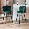 Wahson Lot de 2 tabourets de bar en velours vert – Hauteur d'assise 66 cm – Pieds en métal noir – Design moderne pour cuisine et bar — photo 1