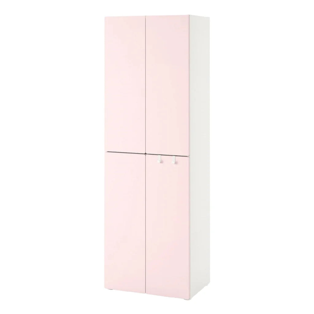 2026 Armoire de Rangement Moderne à 4 Portes - Couleur Rose et Blanc